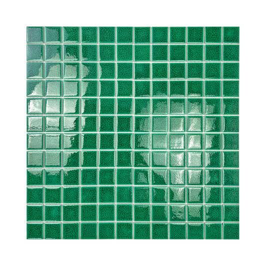Oceanic Opal Series Forest Green Convex Surface Crackle Porcelain Mosaic