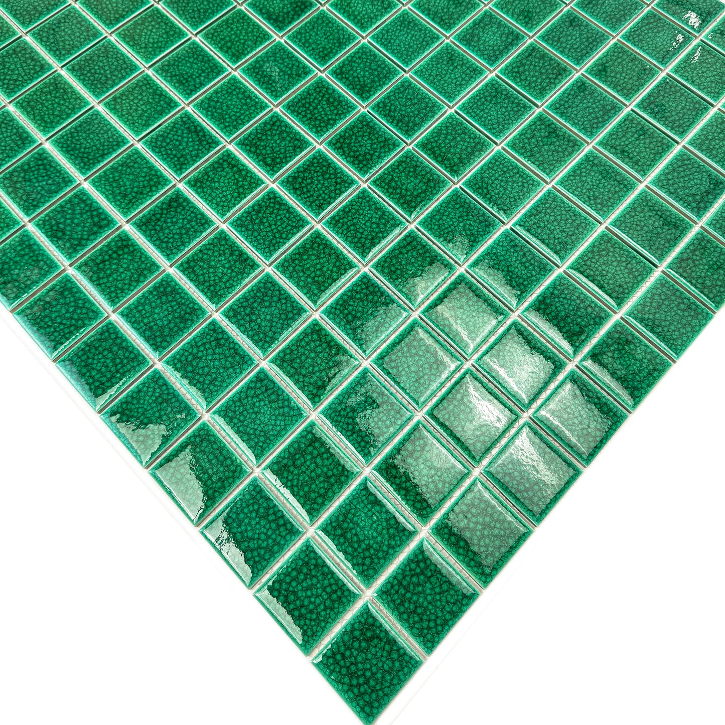 Oceanic Opal Series Forest Green Convex Surface Crackle Porcelain Mosaic