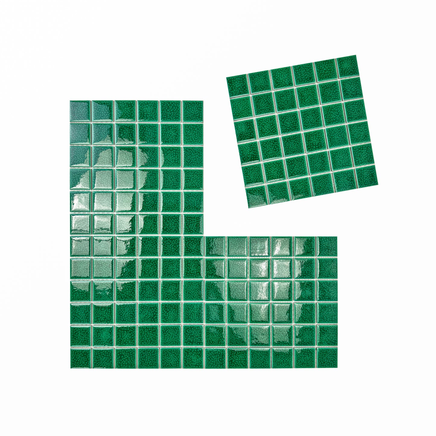 Oceanic Opal Series Forest Green Convex Surface Crackle Porcelain Mosaic