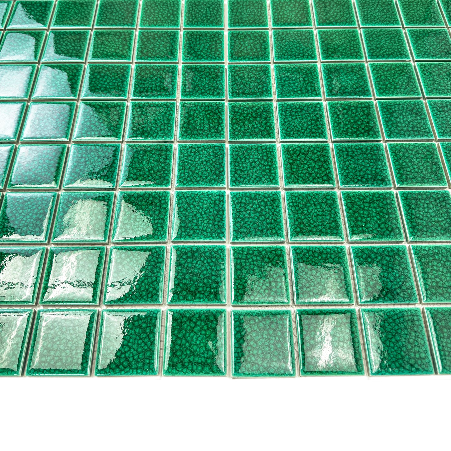 Oceanic Opal Series Forest Green Convex Surface Crackle Porcelain Mosaic