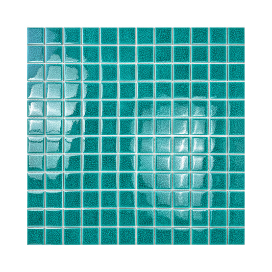 Oceanic Opal Series Dark Teal Blue Convex Surface Crackle Porcelain Mosaic
