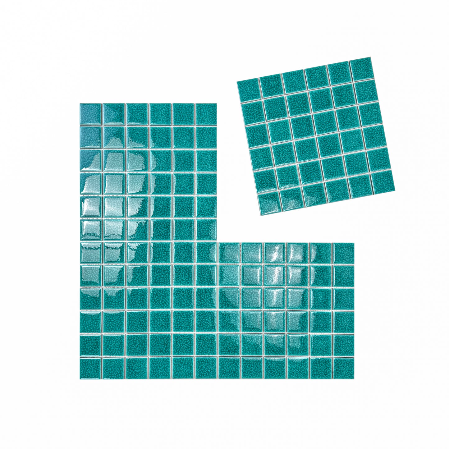 Oceanic Opal Series Dark Teal Blue Convex Surface Crackle Porcelain Mosaic