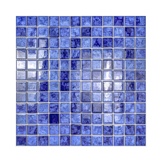 Midnight Splendor Series Sky Blue& Cobalt Blue & Navy Blue Mixed Iced Flower TextureCrystalline Glazed Porcelain Mosaic