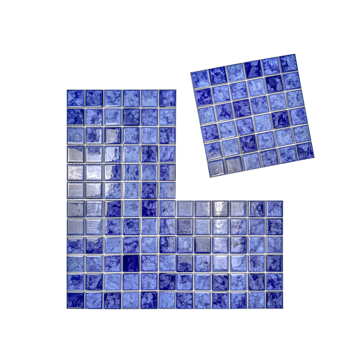 Midnight Splendor Series Sky Blue& Cobalt Blue & Navy Blue Mixed Iced Flower TextureCrystalline Glazed Porcelain Mosaic