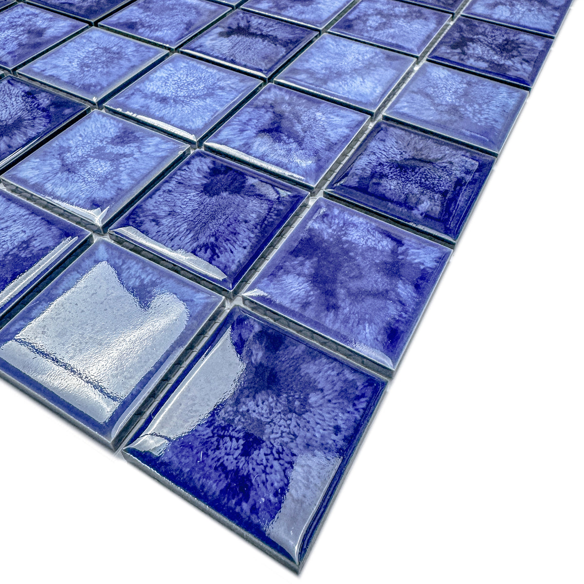 Midnight Splendor Series Sky Blue& Cobalt Blue & Navy Blue Mixed Iced Flower TextureCrystalline Glazed Porcelain Mosaic