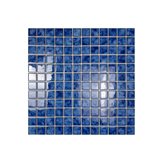 Midnight Splendor Series Neon Blue Iced Flower Texture Crystalline Glazed Porcelain Mosaic