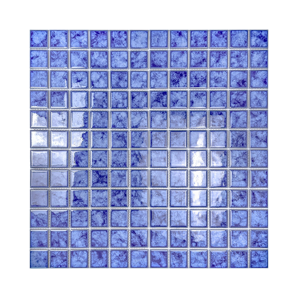 Midnight Splendor Series Neon Blue Iced Flower Texture Crystalline Glazed Porcelain Mosaic