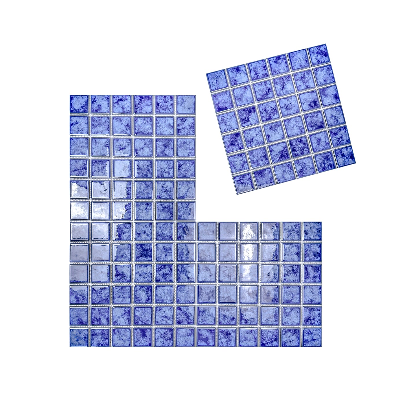 Midnight Splendor Series Neon Blue Iced Flower Texture Crystalline Glazed Porcelain Mosaic