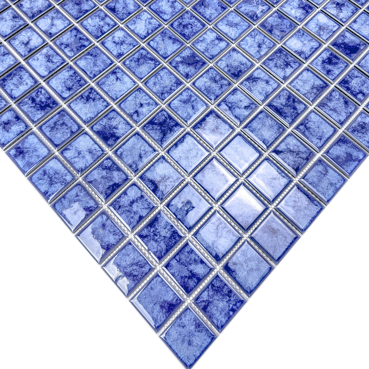 Midnight Splendor Series Neon Blue Iced Flower Texture Crystalline Glazed Porcelain Mosaic