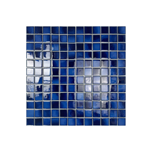 Midnight Splendor Series Cobalt Blue & Midnight Blue Mixed Plain DesignCrystalline Glazed Porcelain Mosaic
