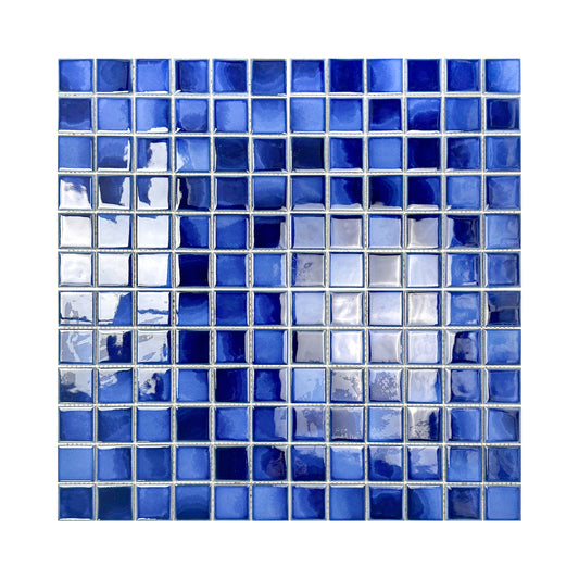 Midnight Splendor Series Cobalt Blue & Midnight Blue Mixed Plain DesignCrystalline Glazed Porcelain Mosaic
