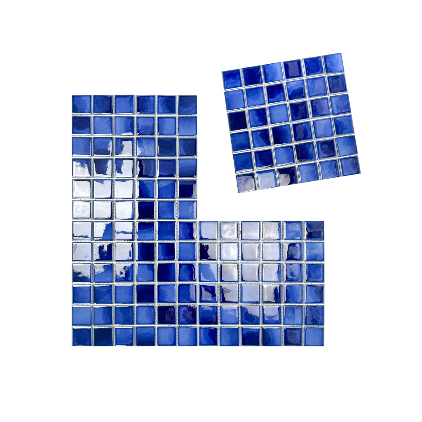 Midnight Splendor Series Cobalt Blue & Midnight Blue Mixed Plain DesignCrystalline Glazed Porcelain Mosaic