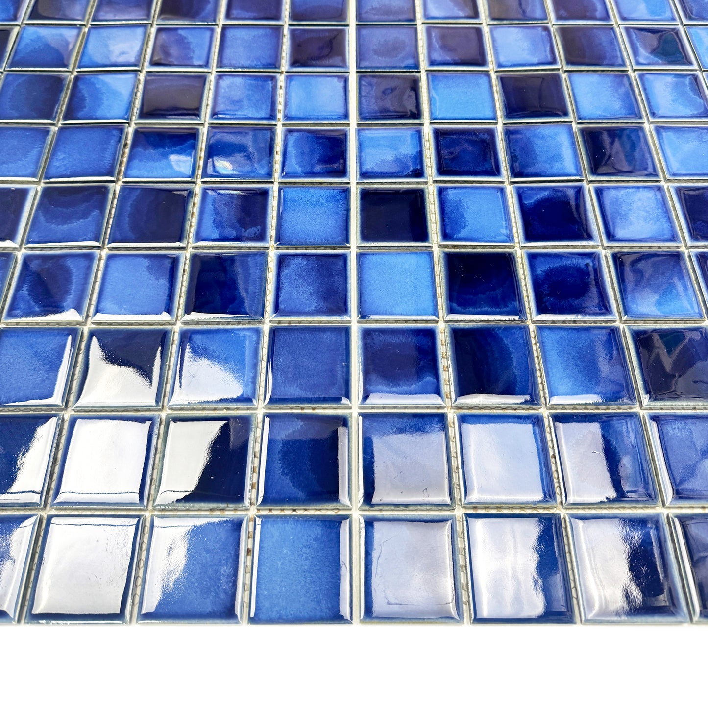 Midnight Splendor Series Cobalt Blue & Midnight Blue Mixed Plain DesignCrystalline Glazed Porcelain Mosaic