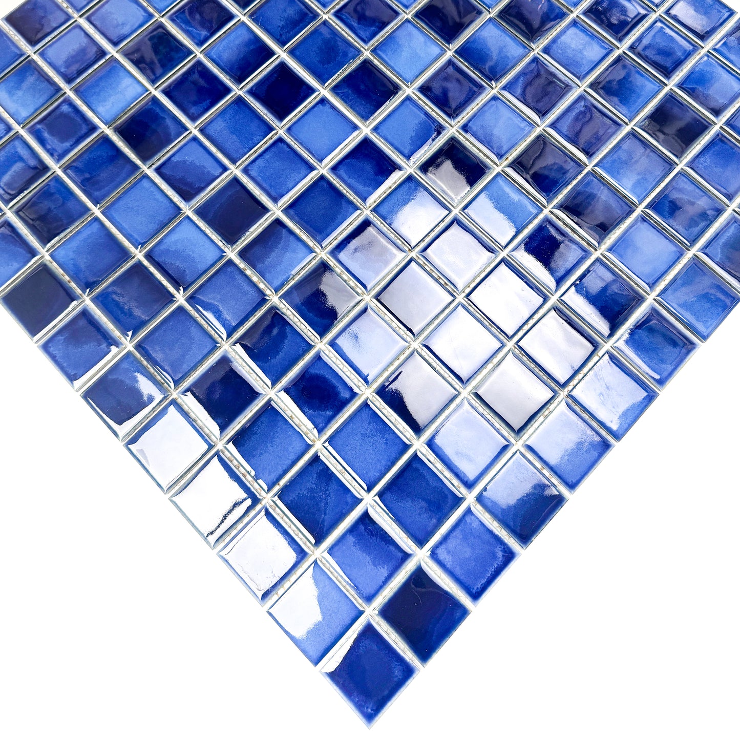 Midnight Splendor Series Cobalt Blue & Midnight Blue Mixed Plain DesignCrystalline Glazed Porcelain Mosaic