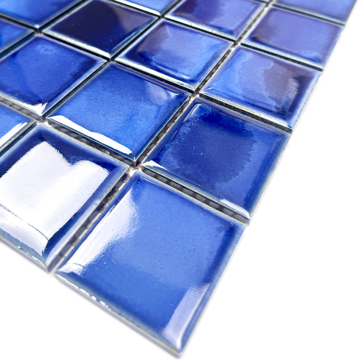 Midnight Splendor Series Cobalt Blue & Midnight Blue Mixed Plain DesignCrystalline Glazed Porcelain Mosaic