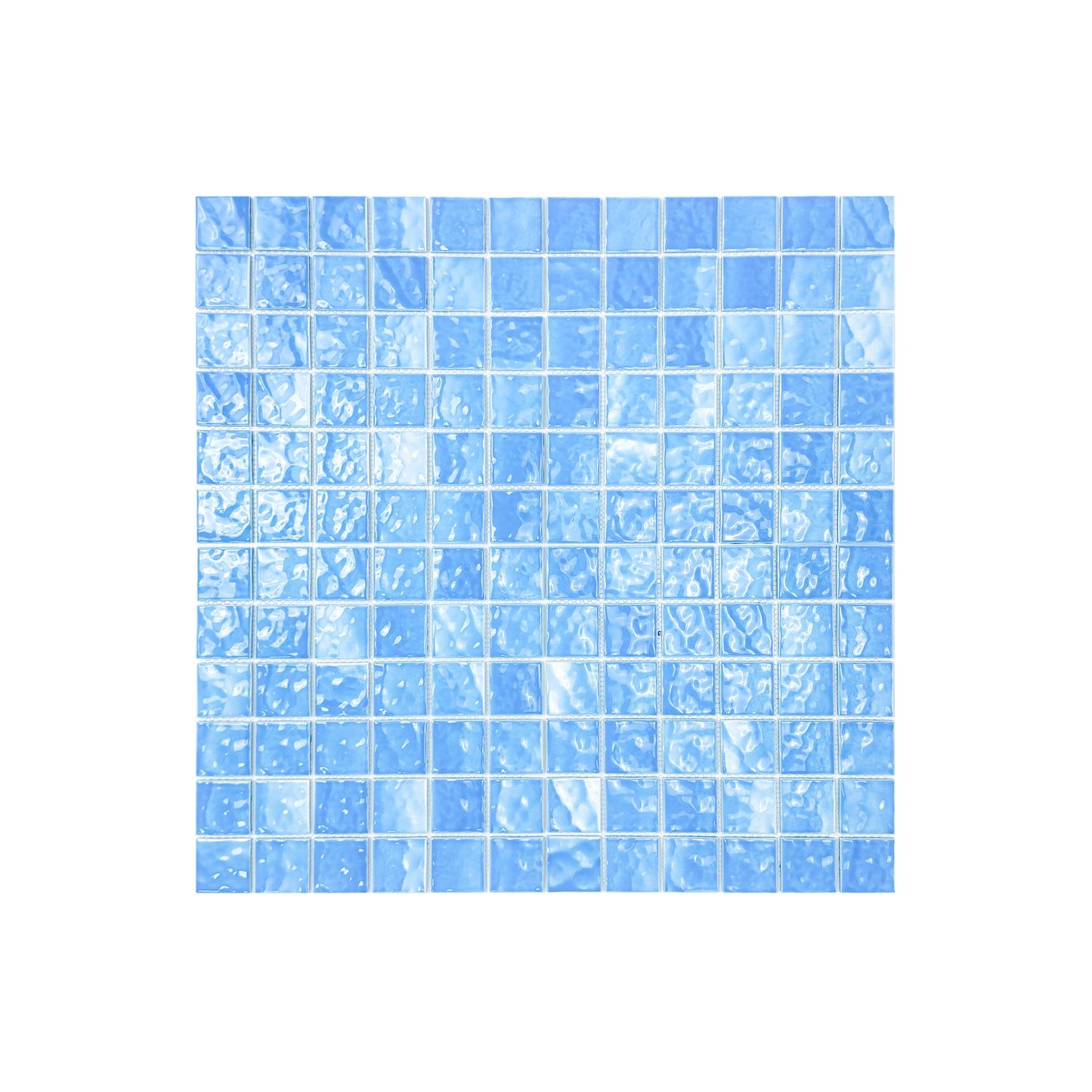 Serene Wave Series Cyan Blue Wave Pattern Crystalline Glazed Porcelain Mosaic