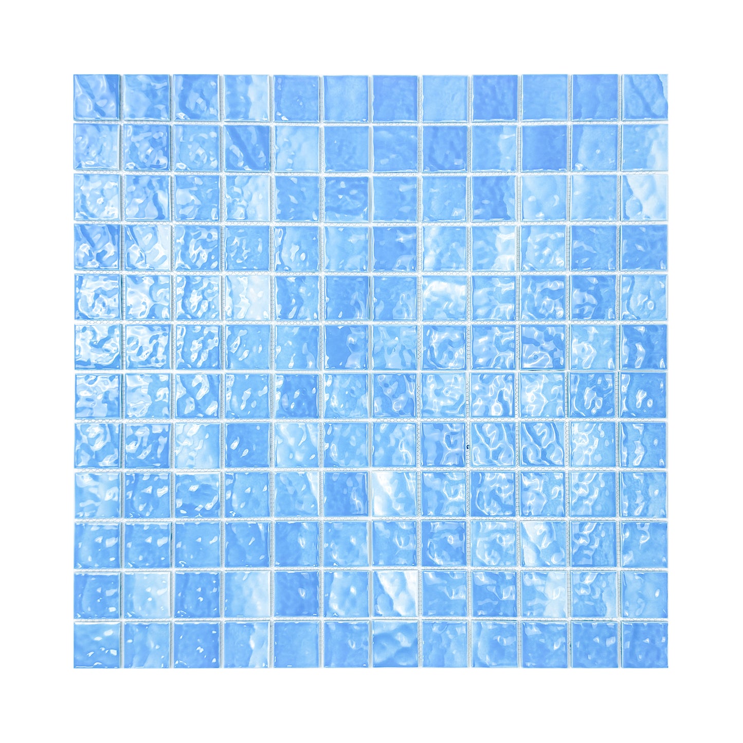 Serene Wave Series Cyan Blue Wave Pattern Crystalline Glazed Porcelain Mosaic