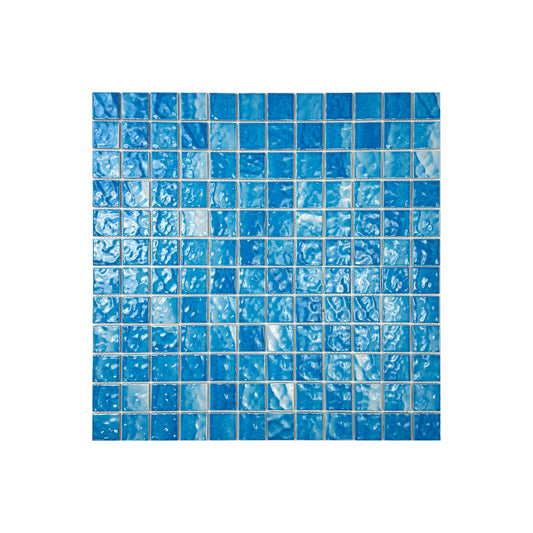 Serene Wave Cyan Blue Wave Pattern Crystalline Glazed Porcelain Mosaic
