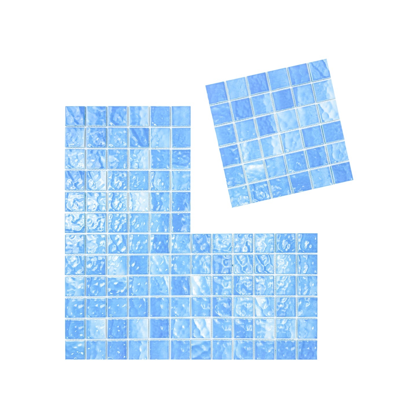 Serene Wave Series Cyan Blue Wave Pattern Crystalline Glazed Porcelain Mosaic