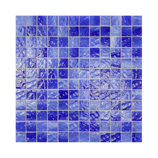 Serene Wave Series Navy Blue Wave Pattern Crystalline Glazed Porcelain Mosaic