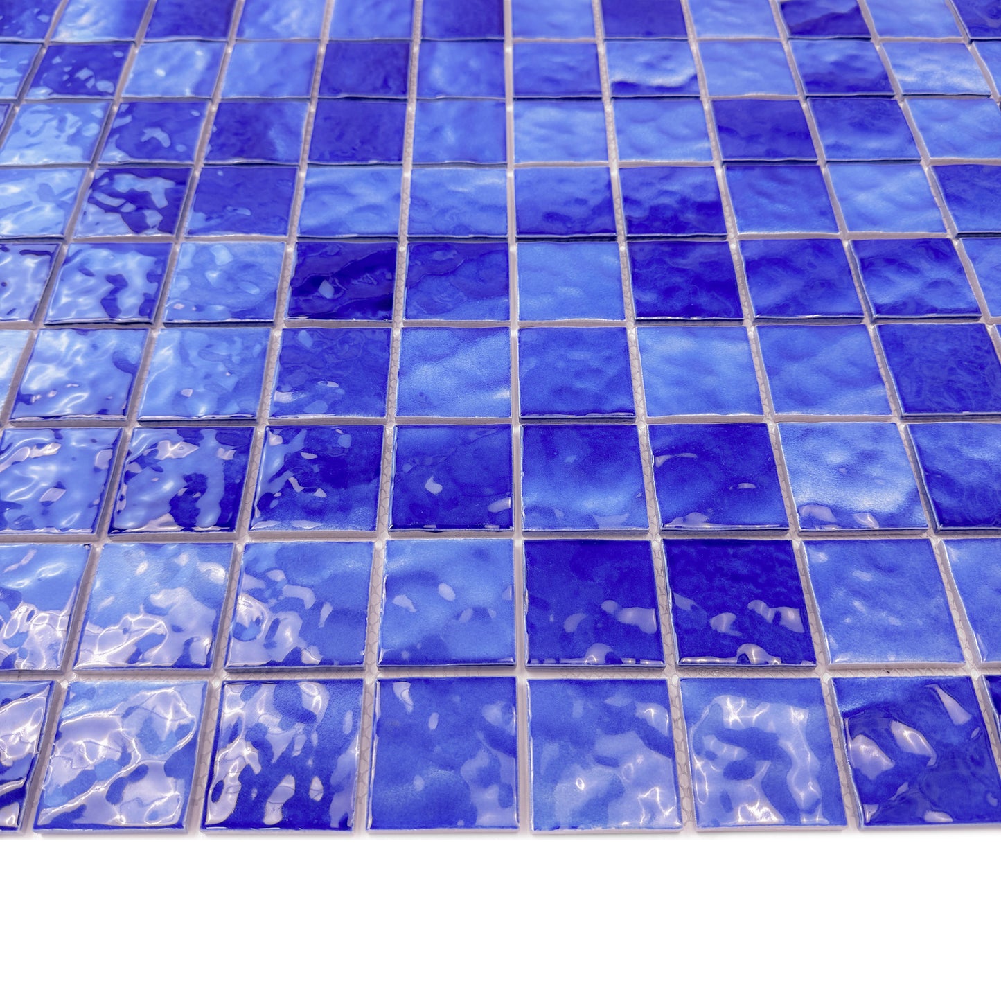 Serene Wave Series Navy Blue Wave Pattern Crystalline Glazed Porcelain Mosaic