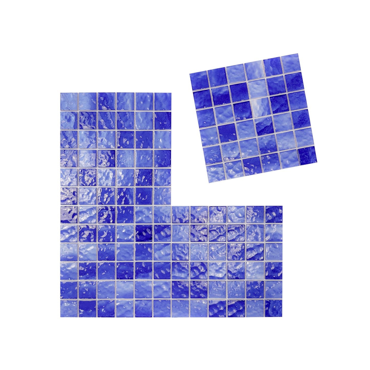 Serene Wave Series Navy Blue Wave Pattern Crystalline Glazed Porcelain Mosaic