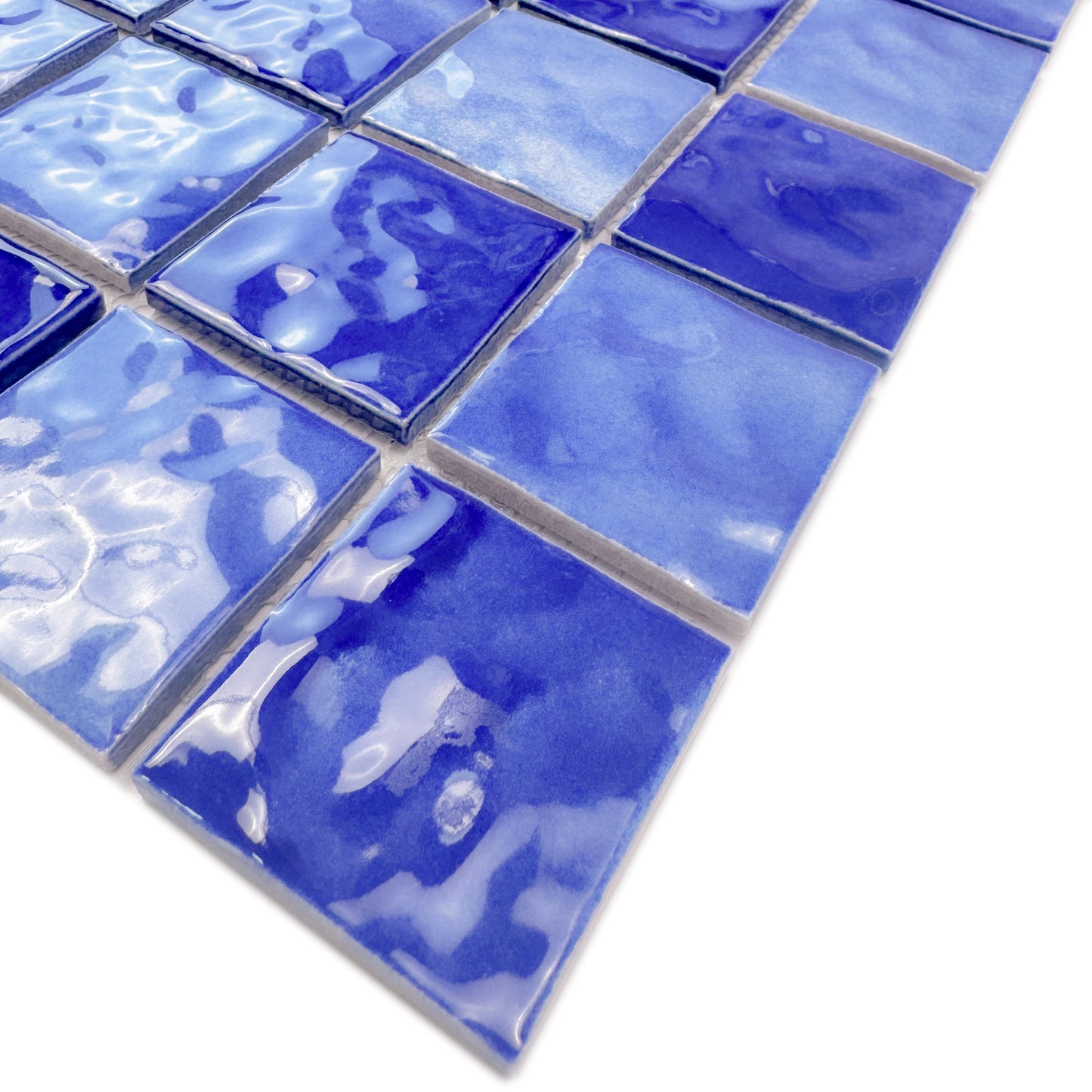 Serene Wave Series Navy Blue Wave Pattern Crystalline Glazed Porcelain Mosaic