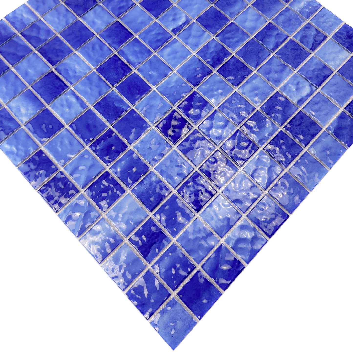 Serene Wave Series Navy Blue Wave Pattern Crystalline Glazed Porcelain Mosaic