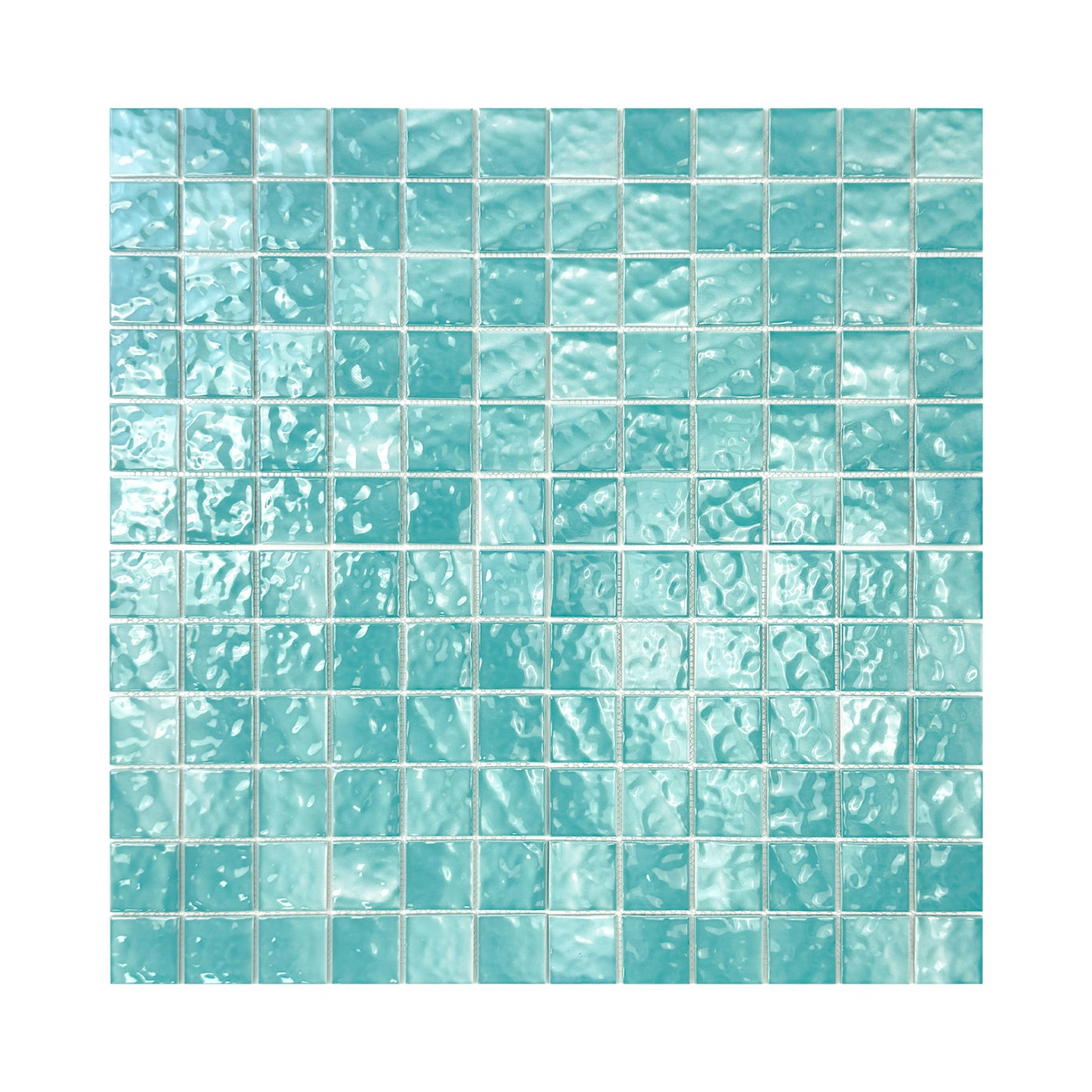 Serene Wave Series Tiffany Blue Wave Pattern Crystalline Glazed Porcelain Mosaic