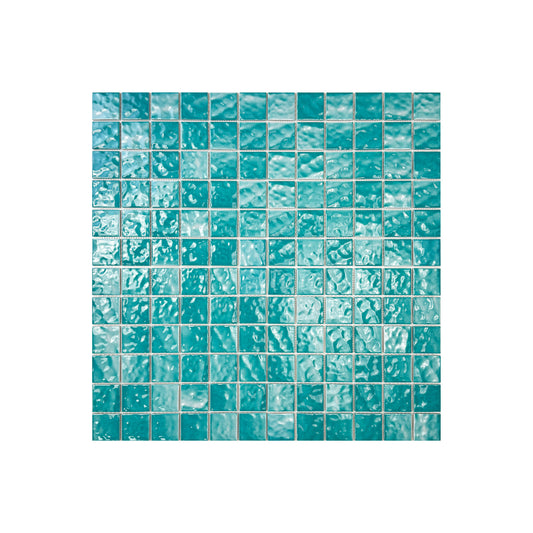 Serene Wave Tiffany Blue Wave Pattern Crystalline Glazed Porcelain Mosaic