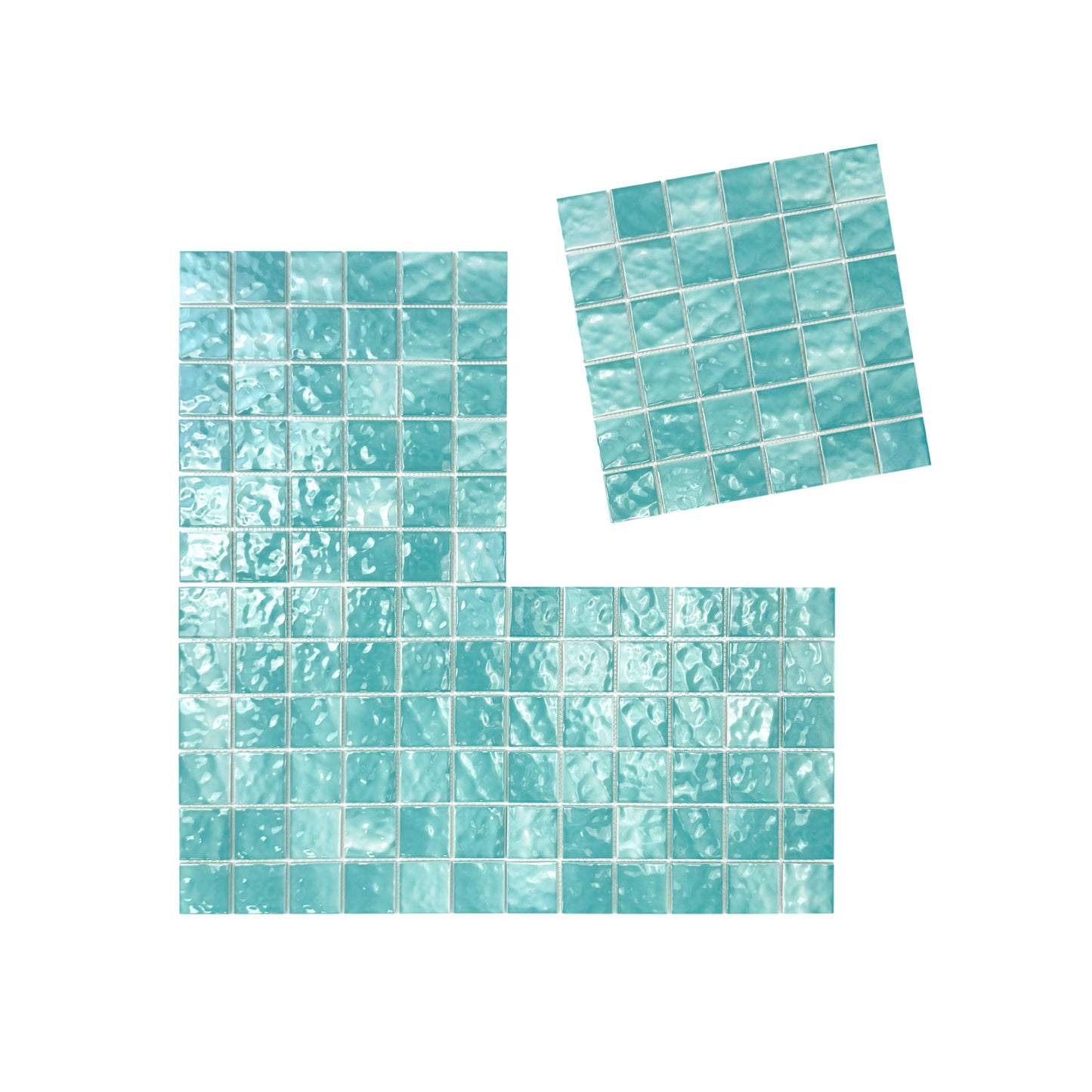 Serene Wave Series Tiffany Blue Wave Pattern Crystalline Glazed Porcelain Mosaic