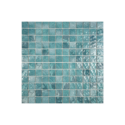 Serene Wave Tiffany blue & Light Blue Mixed Marble Design Porcelain Mosaic