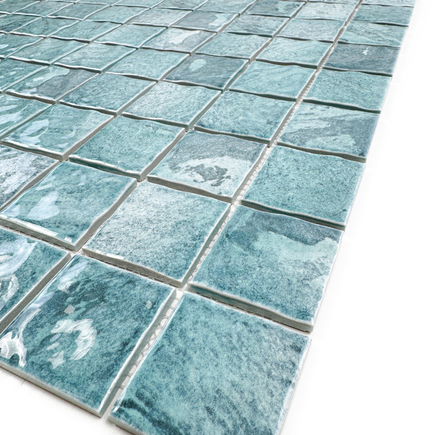 Serene Wave Series Tiffany blue & Light Blue Mixed Marble Design Porcelain Mosaic