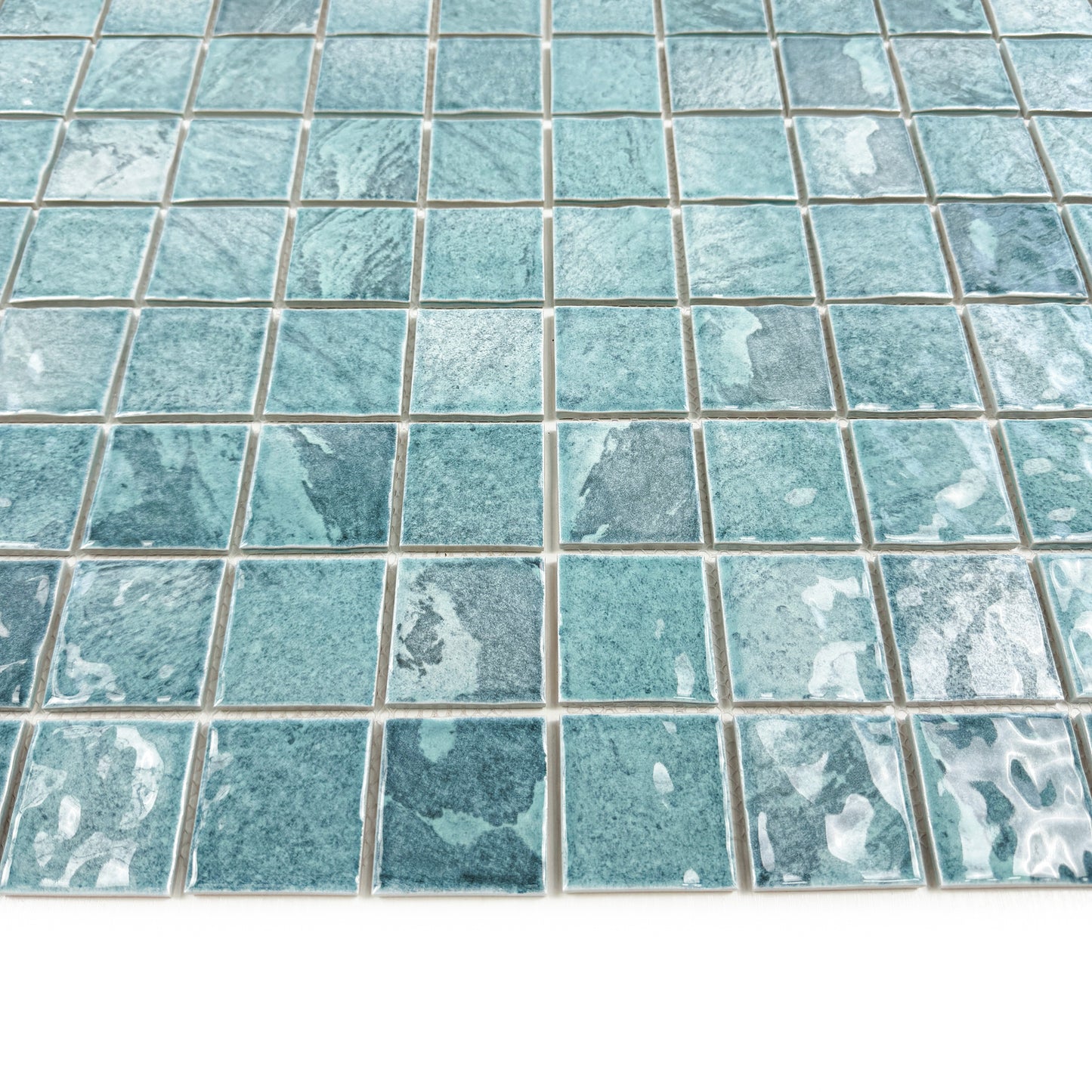 Serene Wave Series Tiffany blue & Light Blue Mixed Marble Design Porcelain Mosaic