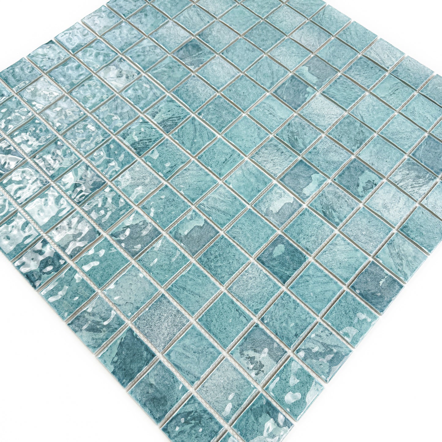 Serene Wave Series Tiffany blue & Light Blue Mixed Marble Design Porcelain Mosaic