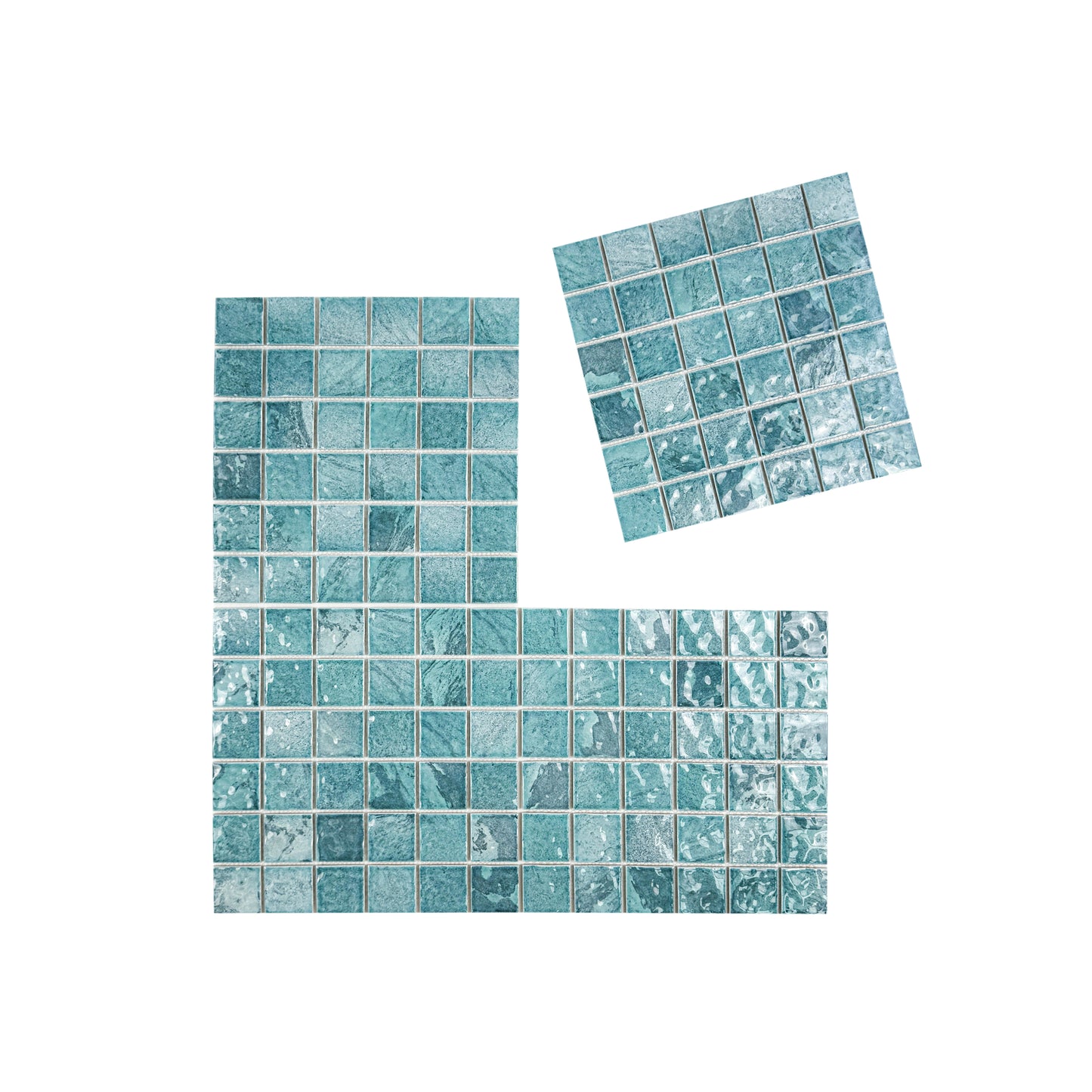 Serene Wave Series Tiffany blue & Light Blue Mixed Marble Design Porcelain Mosaic