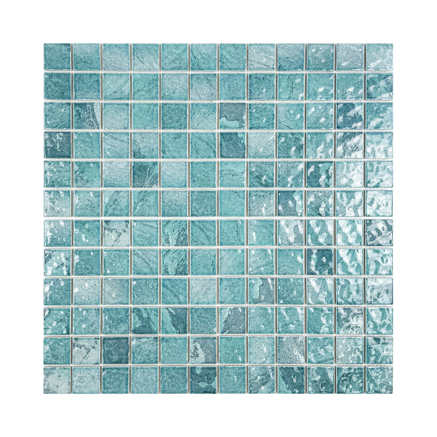 Serene Wave Series Tiffany blue & Light Blue Mixed Marble Design Porcelain Mosaic