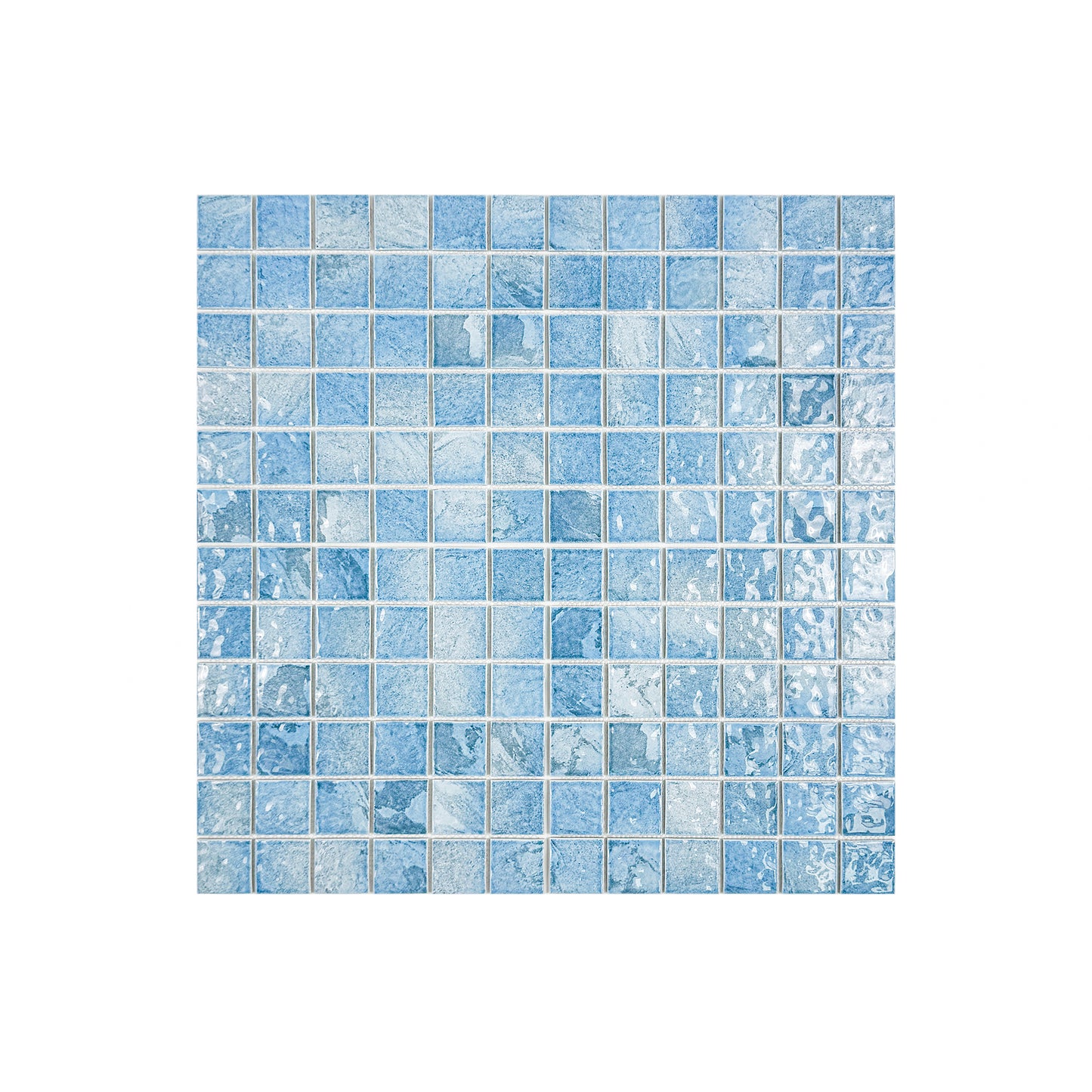Serene Wave Series  Light Blue & Cyan Blue Mixed Marble Design Porcelain Mosaic
