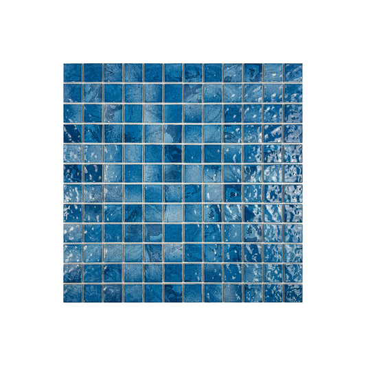 Serene Wave  Sapphire Blue & Baby Blue Mixed mable design Porcelain Mosaic