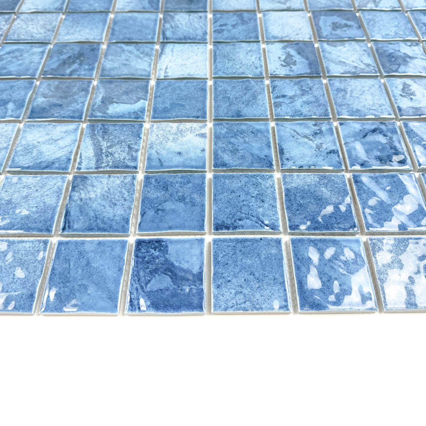 Serene Wave Series  Sapphire Blue & Baby Blue Mixed marble design Porcelain Mosaic