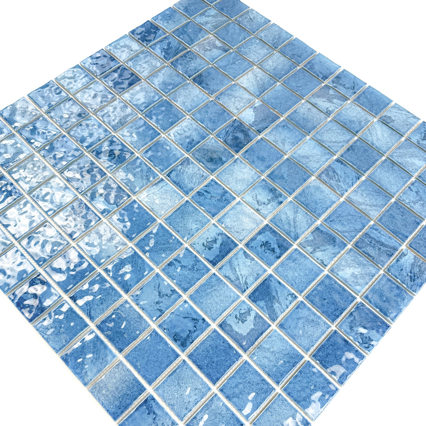 Serene Wave Series  Sapphire Blue & Baby Blue Mixed marble design Porcelain Mosaic