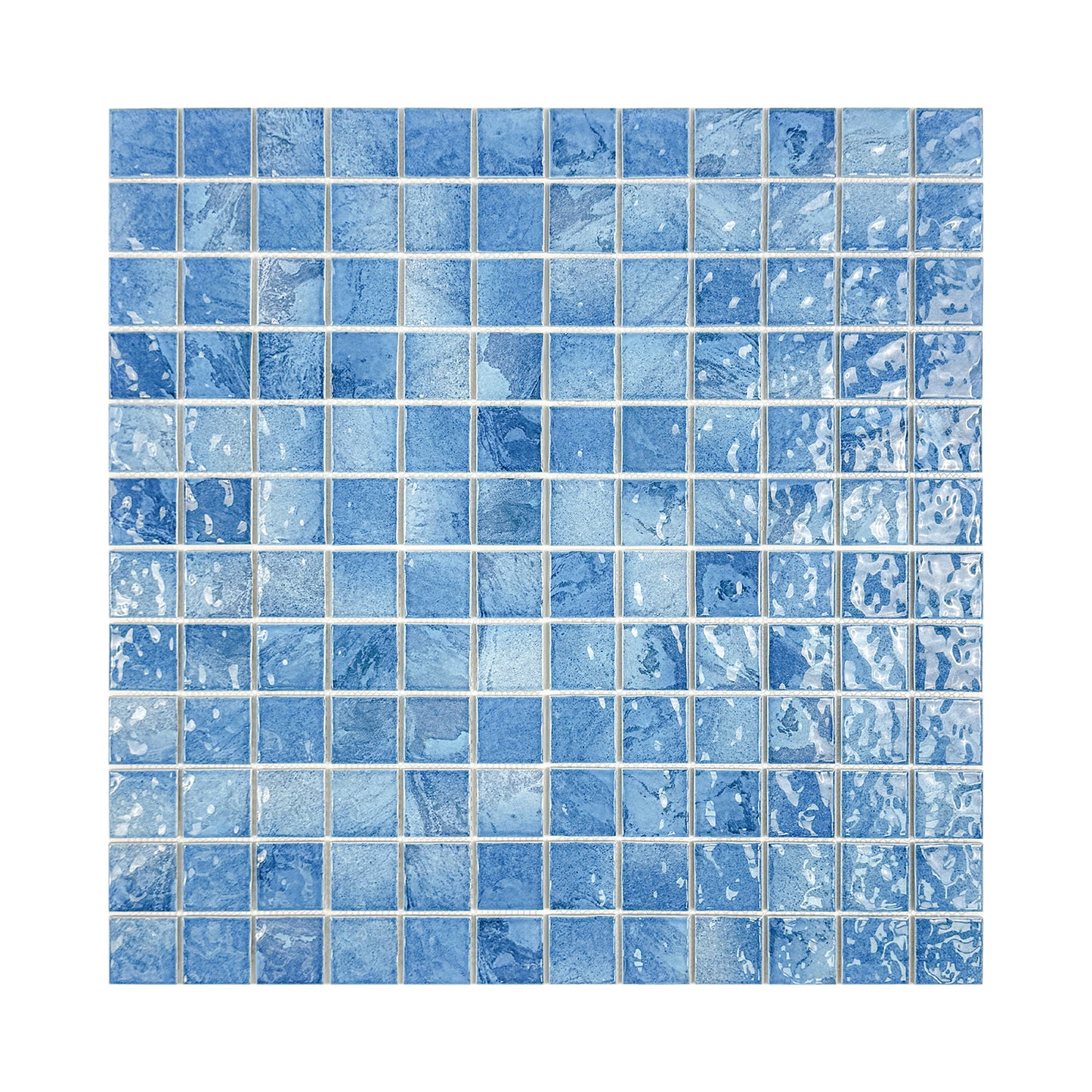 Serene Wave Series  Sapphire Blue & Baby Blue Mixed marble design Porcelain Mosaic