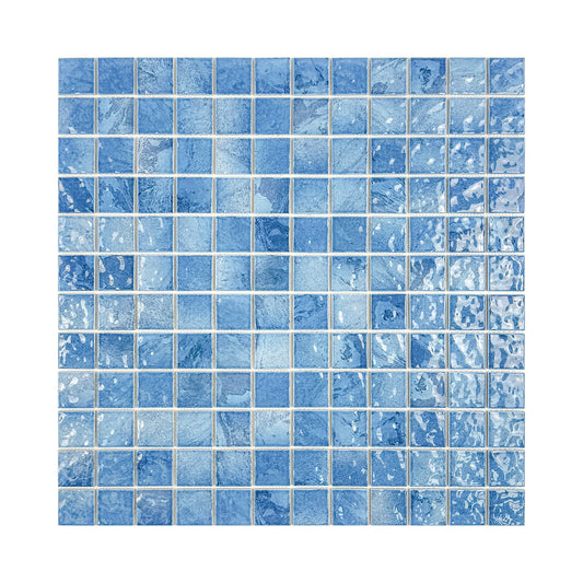 Serene Wave Series  Sapphire Blue & Baby Blue Mixed marble design Porcelain Mosaic