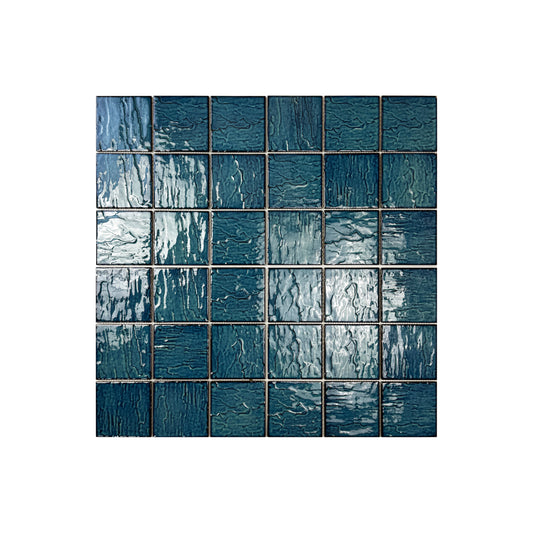 Serene Wave Fern Green 3D Crystalline Glazed Porcelain Mosaic