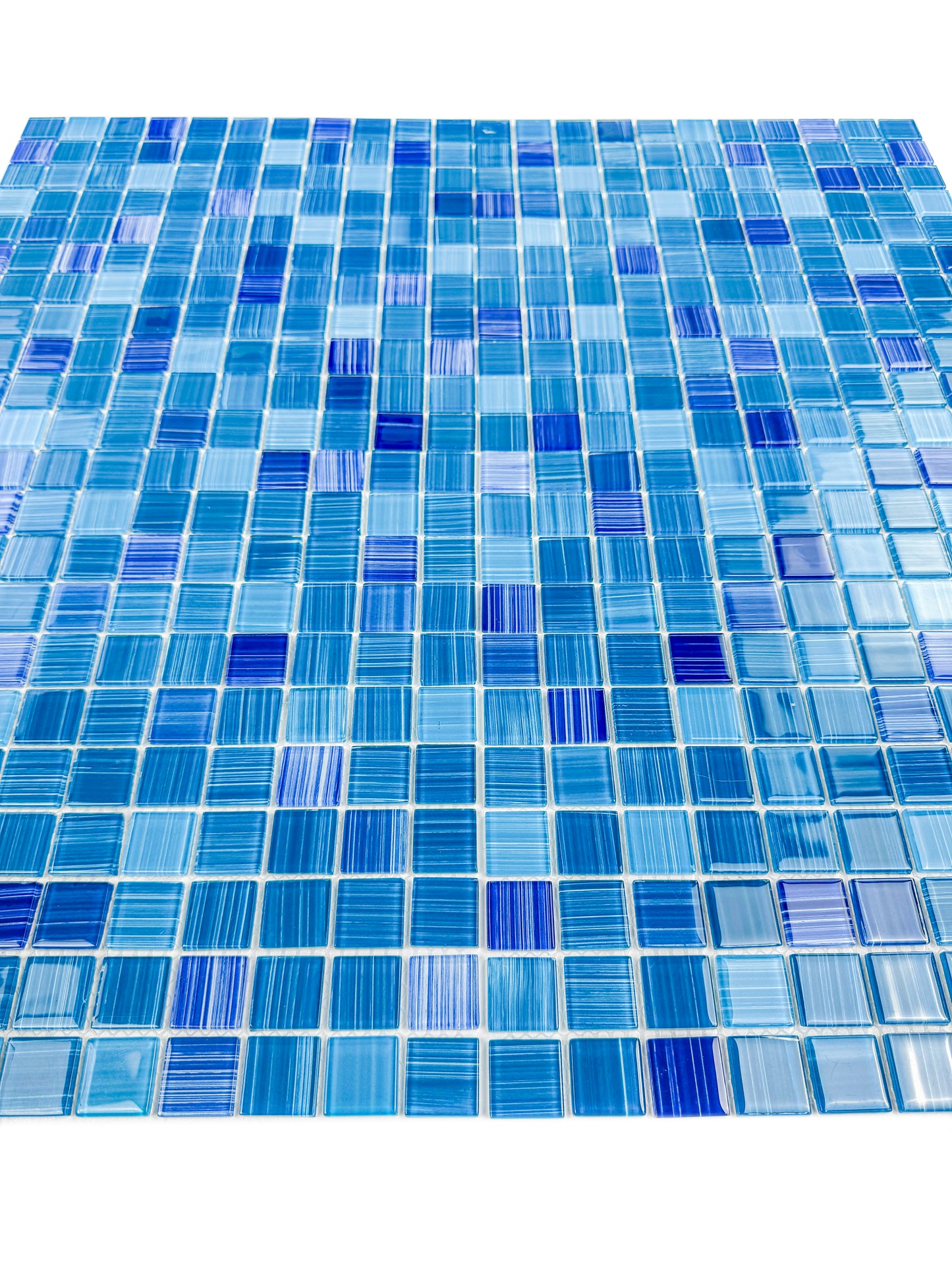 Noble Haven Series  Teal Blue & Cobalt Blue & French Blue Mixed Hand-Drown Crystal Glass Mosaic