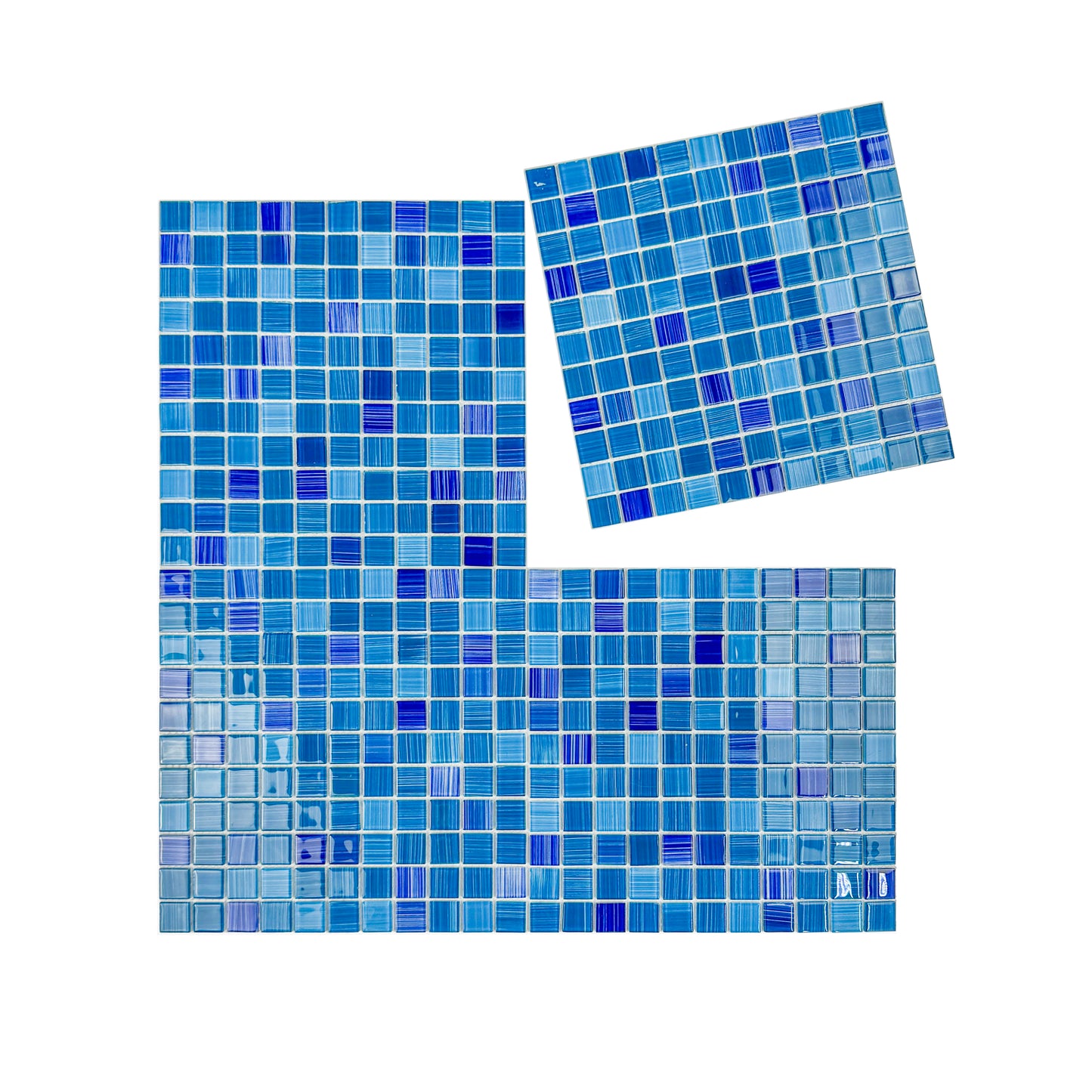 Noble Haven Series  Teal Blue & Cobalt Blue & French Blue Mixed Hand-Drown Crystal Glass Mosaic