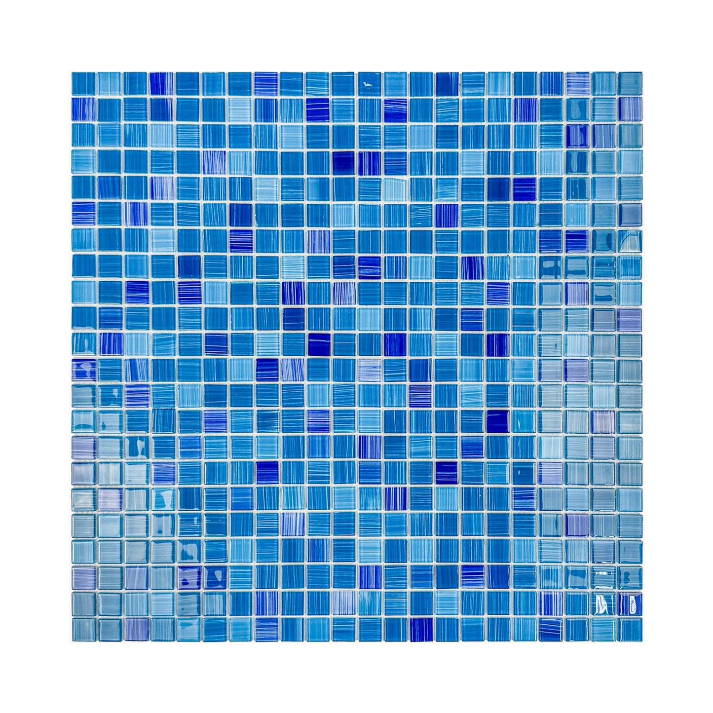 Noble Haven Series  Teal Blue & Cobalt Blue & French Blue Mixed Hand-Drown Crystal Glass Mosaic