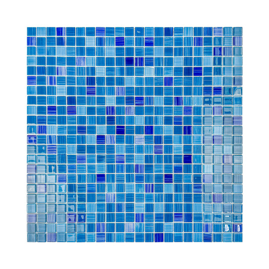 Noble Haven Series  Teal Blue & Cobalt Blue & French Blue Mixed Hand-Drown Crystal Glass Mosaic