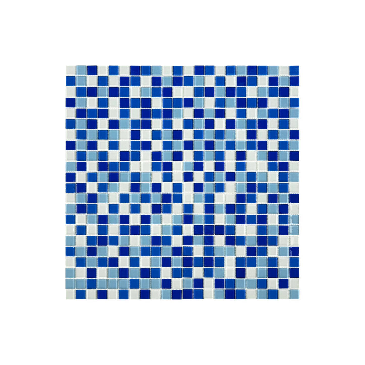 White & Baby Blue & Cobalt Blue & Navy Blue Mixed Crystal Glass Mosaic