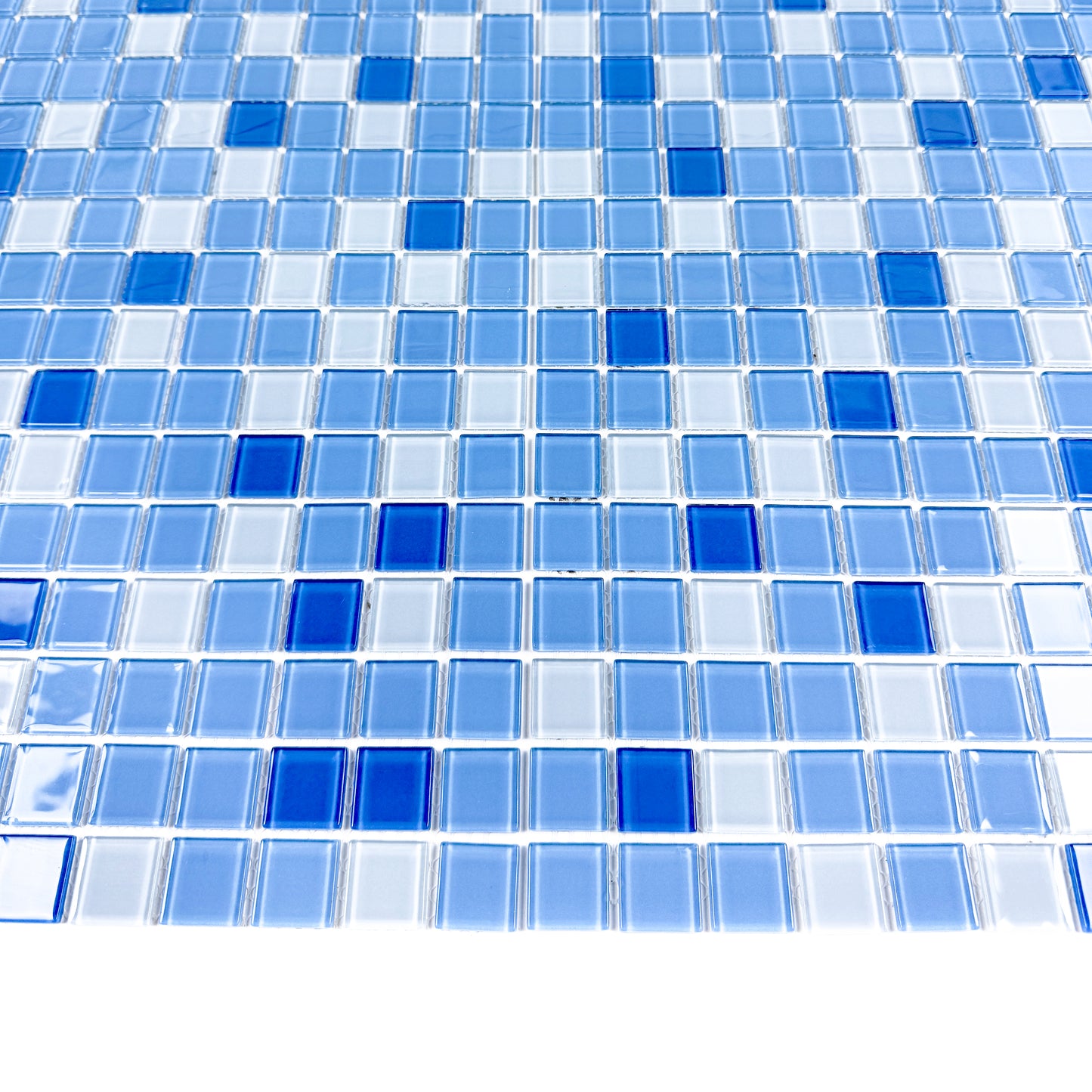 Azure Enchantment Series White & Baby Blue & Cobalt Blue Mixed  Crystal Glass Mosaic